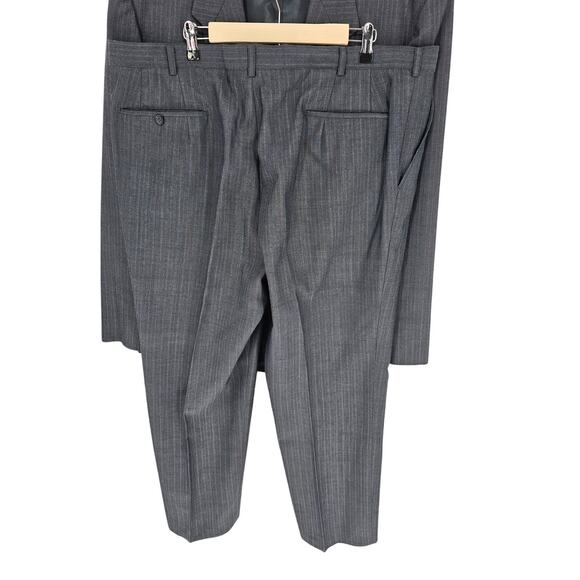 Kasey's Men's Gray Navy Striped Custom Tailored Pant Suit Set Size 48 - Picture 6 of 7